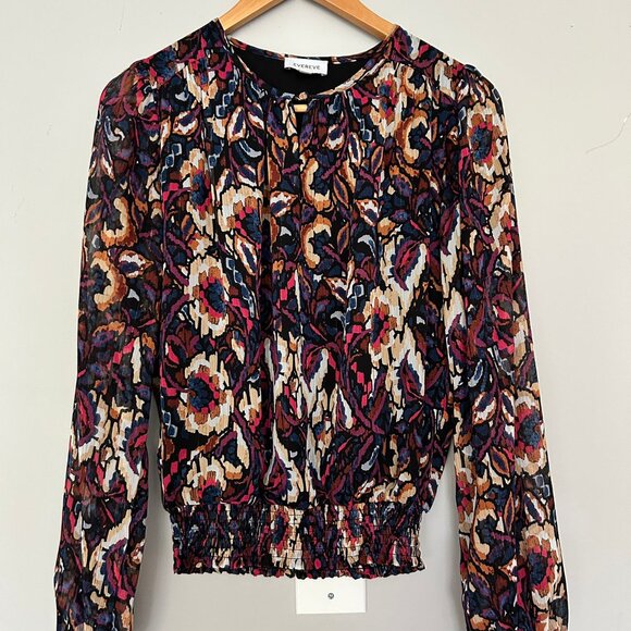 Evereve Multicolor Floral Print Long Sleeve Blouse – Size S - Picture 1 of 9